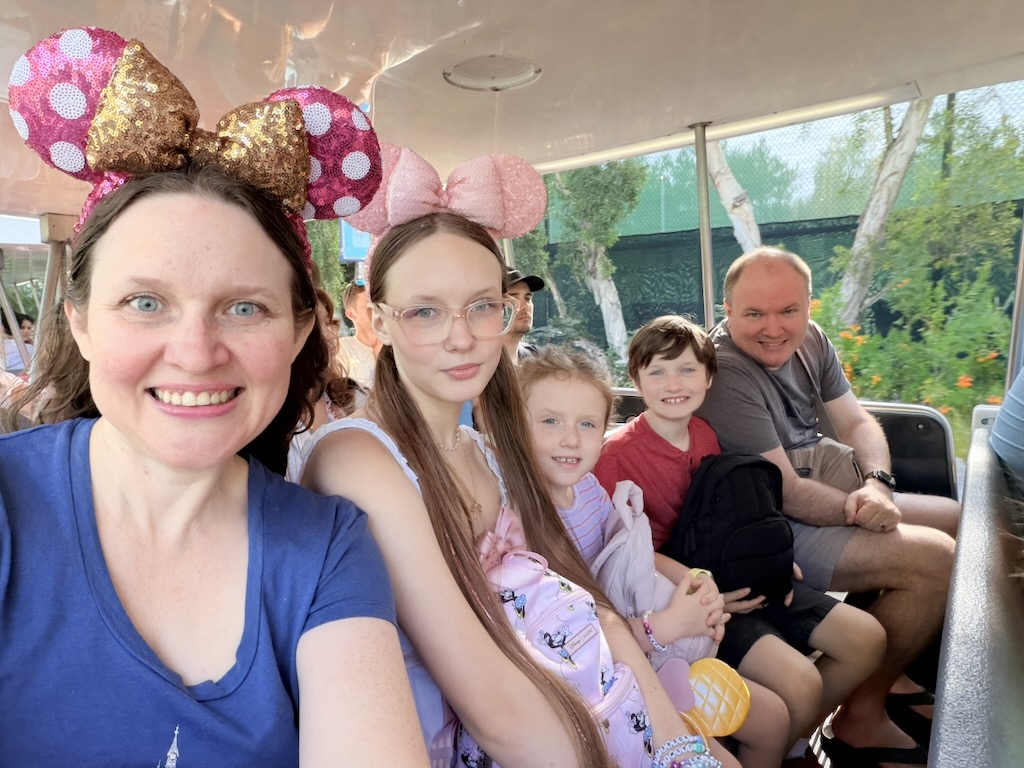 Family Selfie on the Disneyland tram